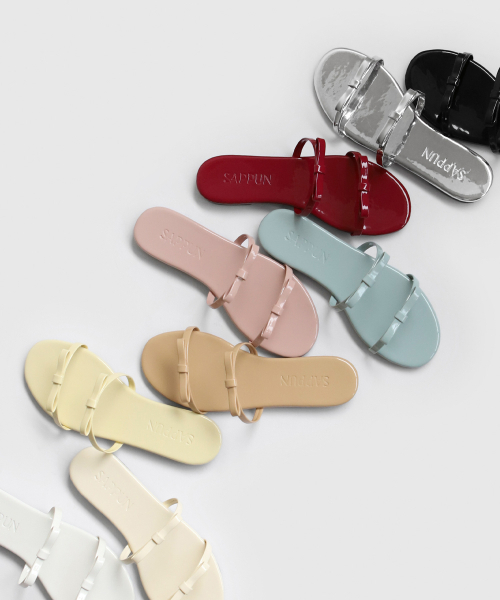 SAPPUN（サプン）の「Terroshoe リボン ストラップ スリッパ (1cm)（サンダル・レディース・ホワイト/ブラック/ベージュ/レッド/シルバー/アイボリー/ライトイエロー/ライトピンク・25cm/25.5cm/22.5cm/23cm/23.5cm/24.5cm/24cm）」の9枚目の写真