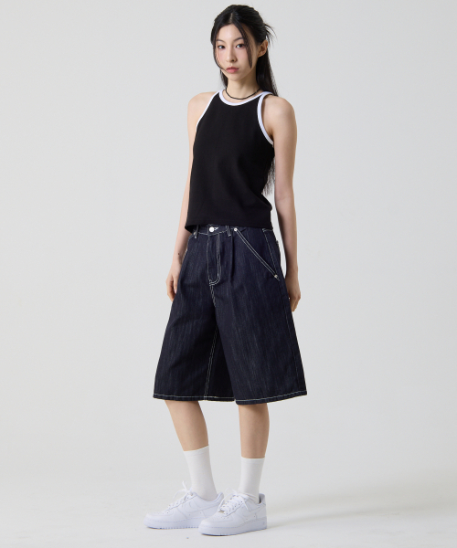 UNKNOWN PLANET(アンノウンプラネット)の「バミューダワイドツーピンタックデニムショーツインディゴ(その他パンツ・レディース・その他・SMALL/MEDIUM/LARGE/X-LARGE)」の9枚目の写真
