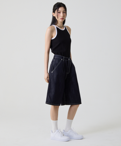UNKNOWN PLANET(アンノウンプラネット)の「バミューダワイドツーピンタックデニムショーツインディゴ(その他パンツ・レディース・その他・SMALL/MEDIUM/LARGE/X-LARGE)」の11枚目の写真