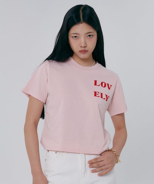 PAPERBOY(ペーパーボーイ)の「クロップラブリーハーフTシャツ-ソフトピンク(Tシャツ/カットソー・レディース・その他・SMALL/MEDIUM)」の2枚目の写真