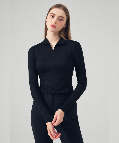 LORDLOAR(ロードロアル)の「スリムジッパーカラーネックTシャツブラック(ポロシャツ・レディース・その他・LARGE/SMALL/MEDIUM)」の2枚目の写真
