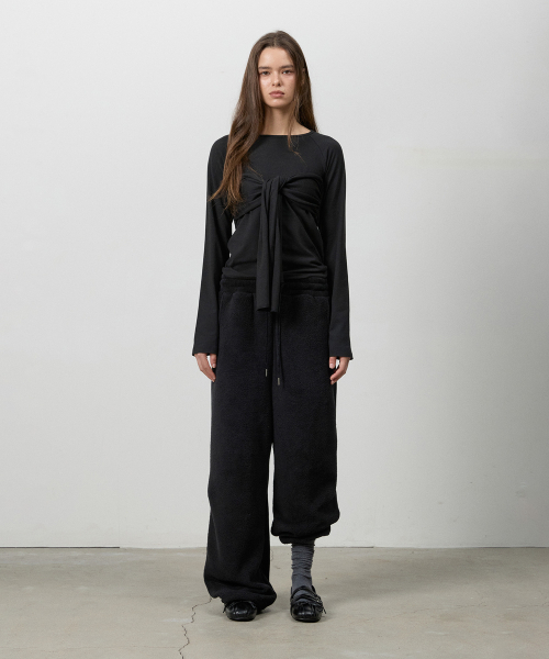 THREE TO EIGHTY(スリートゥエイティー)の「DUAL-SURFACE CORDUROY PANTS BLACK(スウェットパンツ・レディース・その他・FREE)」の1枚目の写真