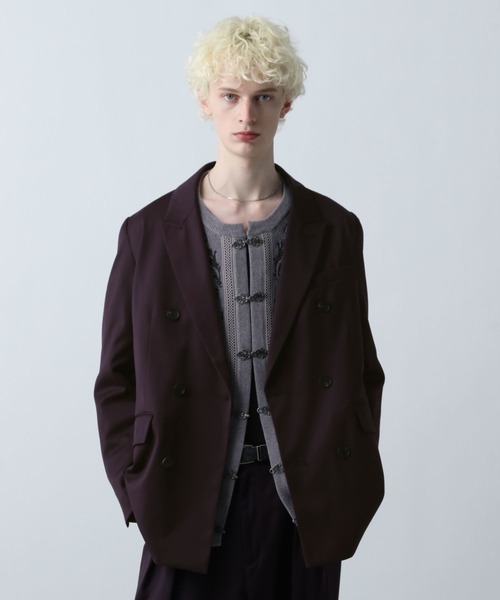 HARE（ハレ）の「【SET UP対応】グランスムースダブルミドルジャケット(HARE)（テーラードジャケット・メンズ・パープル/グレー/ブラック・SMALL/MEDIUM）」の3枚目の写真