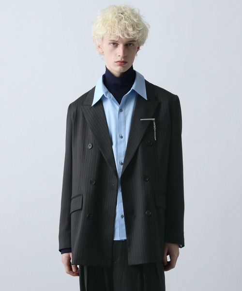 HARE（ハレ）の「【SET UP対応】グランスムースダブルミドルジャケット(HARE)（テーラードジャケット・メンズ・パープル/グレー/ブラック・SMALL/MEDIUM）」の2枚目の写真