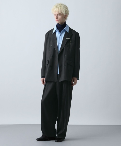 HARE（ハレ）の「【SET UP対応】グランスムースダブルミドルジャケット(HARE)（テーラードジャケット・メンズ・パープル/グレー/ブラック・SMALL/MEDIUM）」の11枚目の写真