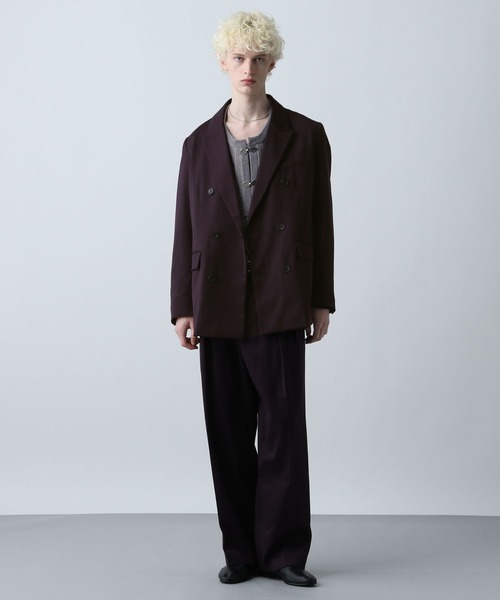 HARE（ハレ）の「【SET UP対応】グランスムースダブルミドルジャケット(HARE)（テーラードジャケット・メンズ・パープル/グレー/ブラック・SMALL/MEDIUM）」の12枚目の写真