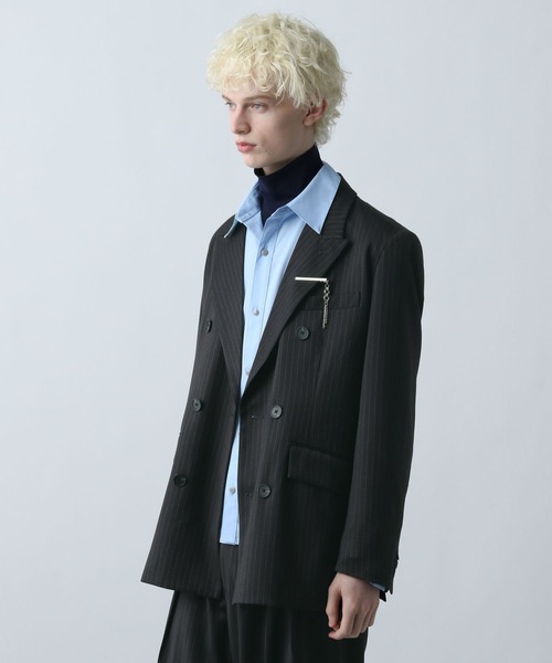 HARE（ハレ）の「【SET UP対応】グランスムースダブルミドルジャケット(HARE)（テーラードジャケット・メンズ・パープル/グレー/ブラック・SMALL/MEDIUM）」の19枚目の写真