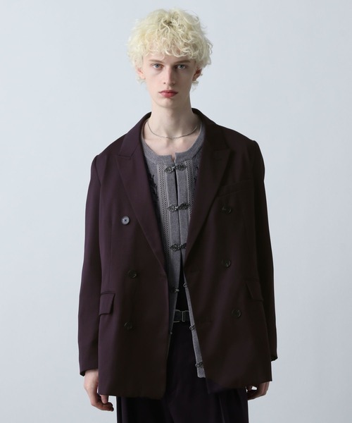 HARE（ハレ）の「【SET UP対応】グランスムースダブルミドルジャケット(HARE)（テーラードジャケット・メンズ・パープル/グレー/ブラック・SMALL/MEDIUM）」の20枚目の写真