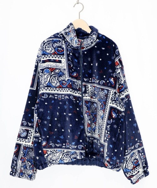 ScoLar（スカラー）の「153734：ランダムバンダナ柄 双面フランネルブルゾン（ブルゾン・レディース・ブラック/ネイビー・M）」の11枚目の写真