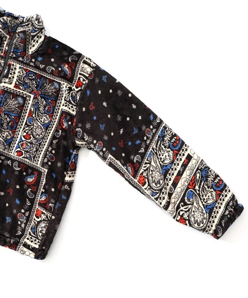 ScoLar（スカラー）の「153734：ランダムバンダナ柄 双面フランネルブルゾン（ブルゾン・レディース・ブラック/ネイビー・M）」の14枚目の写真