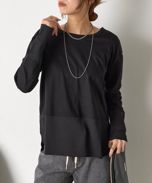 Jena espace merveilleux(ジェナ エスパスメルヴェイユ)の「【重ね着で活躍】裾切替カットソー(Tシャツ/カットソー・レディース・ブラック/グレー/オフホワイト・FREE)」の2枚目の写真