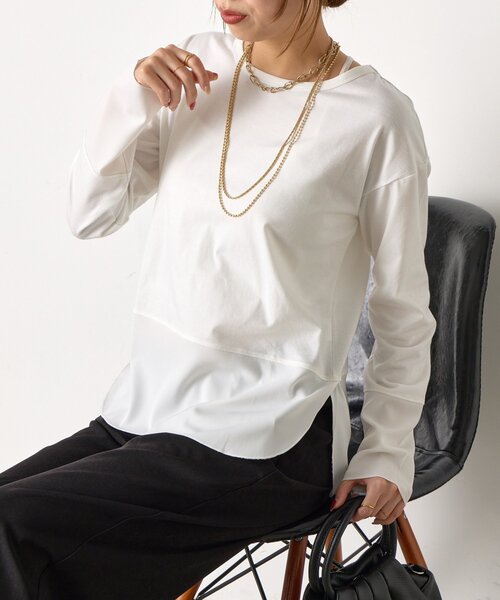 Jena espace merveilleux(ジェナ エスパスメルヴェイユ)の「【重ね着で活躍】裾切替カットソー(Tシャツ/カットソー・レディース・ブラック/グレー/オフホワイト・FREE)」の8枚目の写真