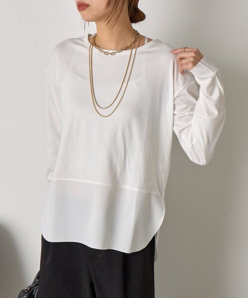 Jena espace merveilleux(ジェナ エスパスメルヴェイユ)の「【重ね着で活躍】裾切替カットソー(Tシャツ/カットソー・レディース・ブラック/グレー/オフホワイト・FREE)」の10枚目の写真