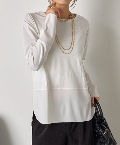 Jena espace merveilleux(ジェナ エスパスメルヴェイユ)の「【重ね着で活躍】裾切替カットソー(Tシャツ/カットソー・レディース・ブラック/グレー/オフホワイト・FREE)」の11枚目の写真