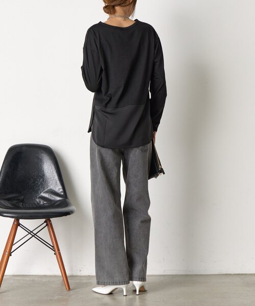 Jena espace merveilleux（ジェナ　エスパスメルヴェイユ）の「【重ね着で活躍】裾切替カットソー（Tシャツ/カットソー・レディース・ブラック/グレー/オフホワイト・FREE）」の22枚目の写真