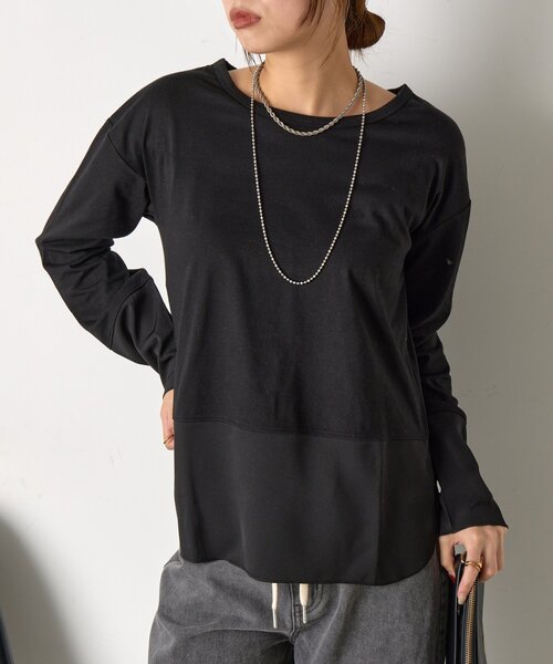 Jena espace merveilleux（ジェナ　エスパスメルヴェイユ）の「【重ね着で活躍】裾切替カットソー（Tシャツ/カットソー・レディース・ブラック/グレー/オフホワイト・FREE）」の21枚目の写真