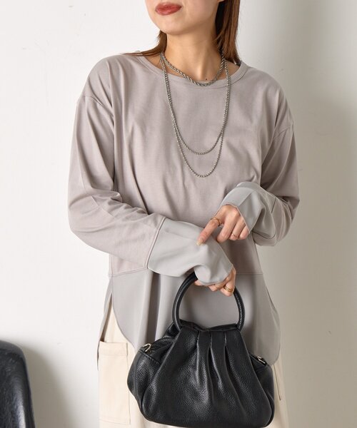 Jena espace merveilleux（ジェナ　エスパスメルヴェイユ）の「【重ね着で活躍】裾切替カットソー（Tシャツ/カットソー・レディース・ブラック/グレー/オフホワイト・FREE）」の15枚目の写真