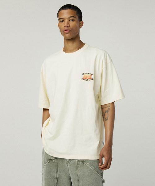 MAGOODGAN(メックウッドガン)の「スウェグバー3582 サンセットオーバーサイズベージュ半袖Tシャツ(Tシャツ/カットソー・レディース・その他・X-LARGE/SMALL/MEDIUM/LARGE)」の2枚目の写真