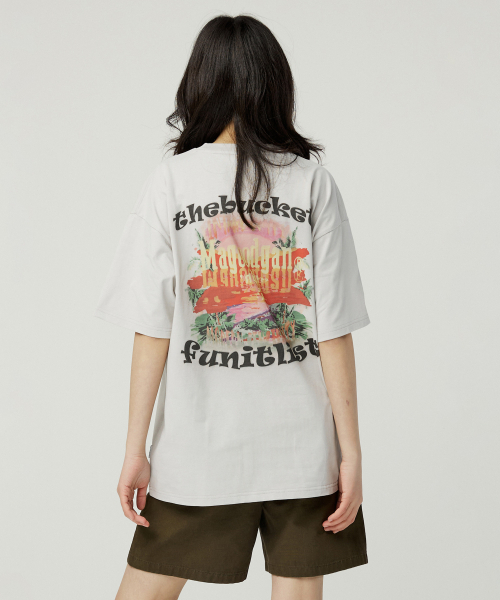 MAGOODGAN(メックウッドガン)の「スウェグバー3582 サンセットオーバーサイズベージュ半袖Tシャツ(Tシャツ/カットソー・レディース・その他・X-LARGE/SMALL/MEDIUM/LARGE)」の5枚目の写真