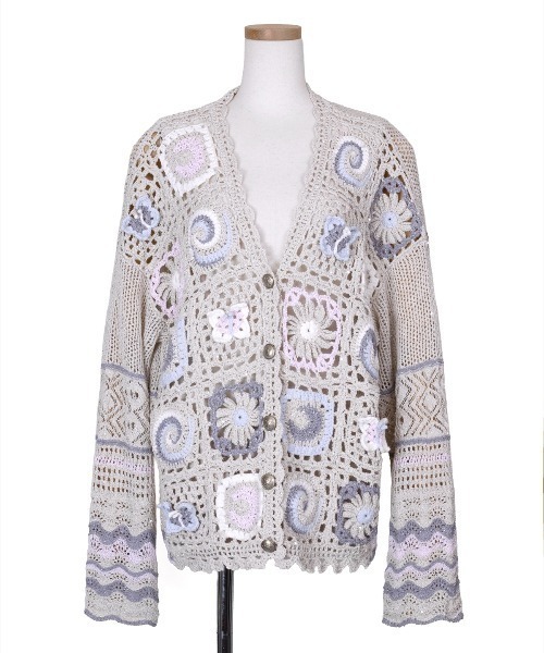 rurumu:（ルルムウ）の「rurumu:/ルルムウ/collage granny cardigan（カーディガン/ボレロ・レディース・グレー/ブラック/ベージュ・F）」の3枚目の写真