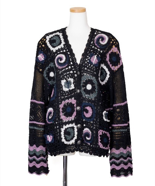 rurumu:（ルルムウ）の「rurumu:/ルルムウ/collage granny cardigan（カーディガン/ボレロ・レディース・グレー/ブラック/ベージュ・F）」の2枚目の写真