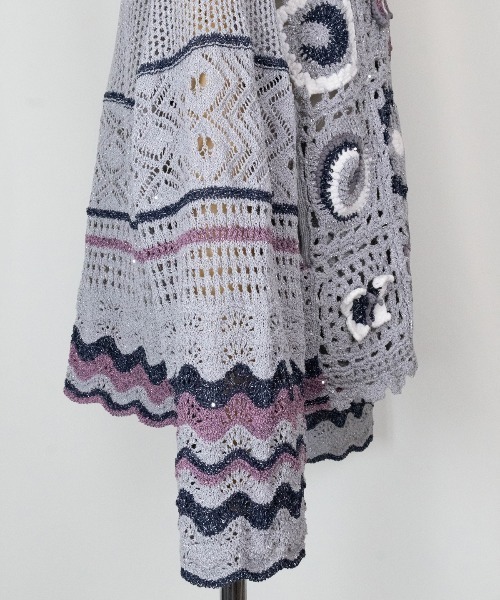 rurumu:（ルルムウ）の「rurumu:/ルルムウ/collage granny cardigan（カーディガン/ボレロ・レディース・グレー/ブラック/ベージュ・F）」の4枚目の写真