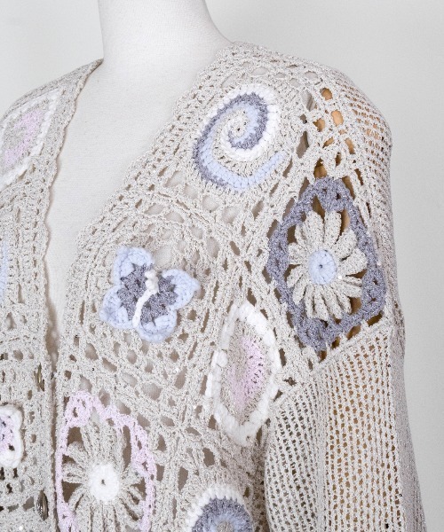 rurumu:（ルルムウ）の「rurumu:/ルルムウ/collage granny cardigan（カーディガン/ボレロ・レディース・グレー/ブラック/ベージュ・F）」の12枚目の写真