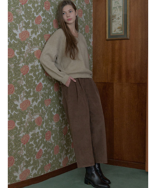 AVANT-G(アバン)の「Corduroy Crop Banding Pants - BROWN(その他パンツ・レディース・クリーム/ブラウン・FREE)」の3枚目の写真