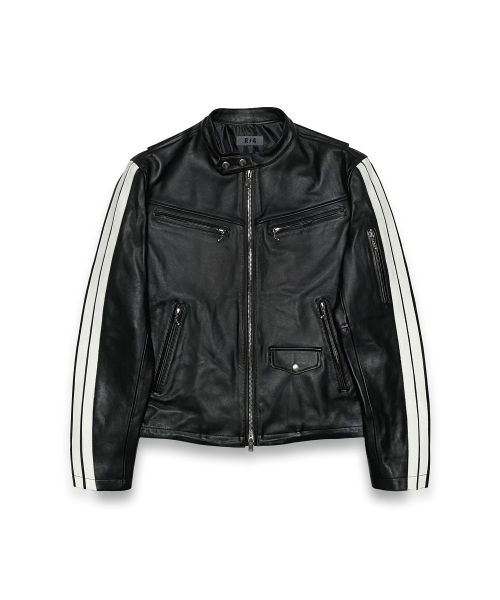 R-4(アールフォー)の「R-0011 / USA LEATHER BIKER JACKET(ライダースジャケット・メンズ・ブラック・MEDIUM)」の1枚目の写真