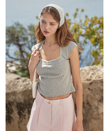 LANGNLU（ラングアンドルー）の「PUGLIANO Lace Top (Puliano)_GREY（Tシャツ/カットソー）」
