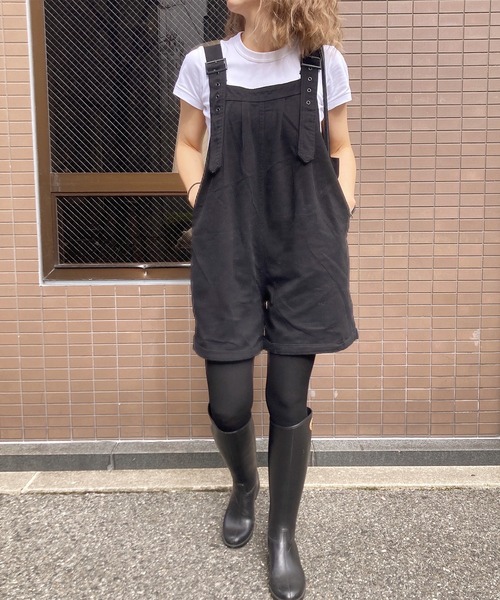 ISOOK(アイスー)の「ハーフパンツオーバーオール(comochi select) / サロペット ショートパンツ オールインワン ブラック 黒(つなぎ/オールインワン・レディース・ブラック・FREE)」の7枚目の写真