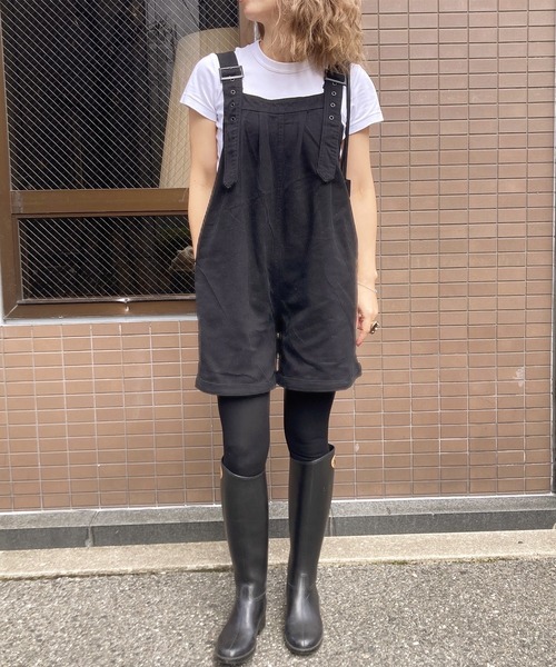 ISOOK(アイスー)の「ハーフパンツオーバーオール(comochi select) / サロペット ショートパンツ オールインワン ブラック 黒(つなぎ/オールインワン・レディース・ブラック・FREE)」の8枚目の写真