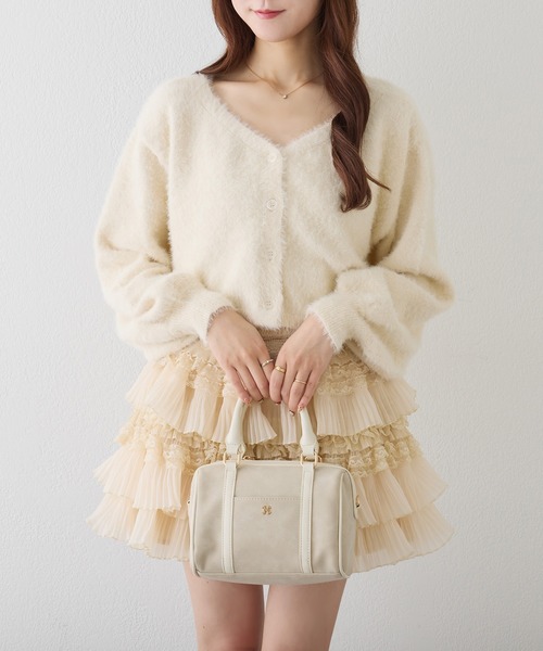 セール】【S/Mサイズ展開】2wayフェザーカーデSET後ろリボンニット