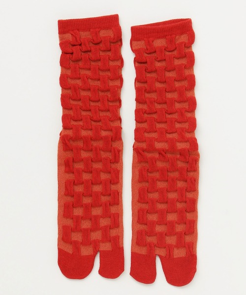 カヤ(カヤ)の「【カヤ】足袋型くつ下23~25cm フロート編み市松(ソックス/靴下・レディース・レッド/ブルーグリーン・FREE)」の4枚目の写真