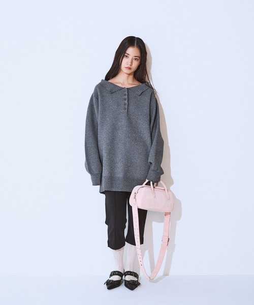 JEANASIS(ジーナシス)の「ミニブークレポロチュニック/650171(ニット/セーター・レディース・グレー/ネイビー/オフホワイト・FREE)」の14枚目の写真