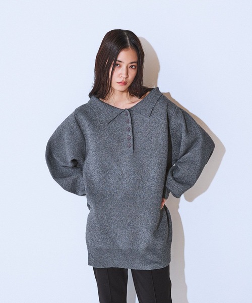 JEANASIS(ジーナシス)の「ミニブークレポロチュニック/650171(ニット/セーター・レディース・グレー/ネイビー/オフホワイト・FREE)」の15枚目の写真