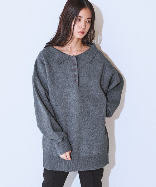 JEANASIS(ジーナシス)の「ミニブークレポロチュニック/650171(ニット/セーター・レディース・グレー/ネイビー/オフホワイト・FREE)」の16枚目の写真