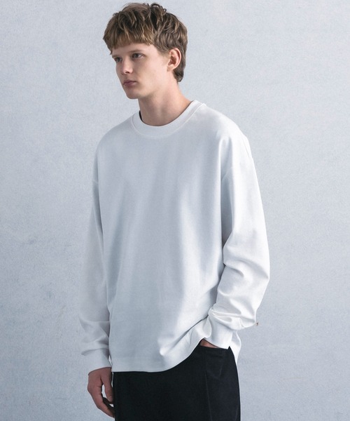 +phenix(プラスフェニックス)の「【WEB・直営店限定】+phenix(プラスフェニックス)ROUND HEM L/S TEE ラウンド ヘム ロングスリーブ ティー(Tシャツ/カットソー・メンズ・ブラック/ホワイト・M/L)」の6枚目の写真