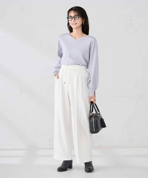 a.v.v（アーヴェヴェ）の「【WEB限定】裏起毛ウエストハトメドロストワイドパンツ（その他パンツ・レディース・チャコールグレー/ホワイト/ライトグレー/ネイビー・36/38/42/40）」の14枚目の写真