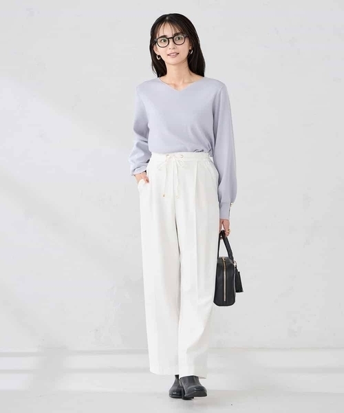 a.v.v（アーヴェヴェ）の「【WEB限定】裏起毛ウエストハトメドロストワイドパンツ（その他パンツ・レディース・チャコールグレー/ホワイト/ライトグレー/ネイビー・36/38/42/40）」の15枚目の写真