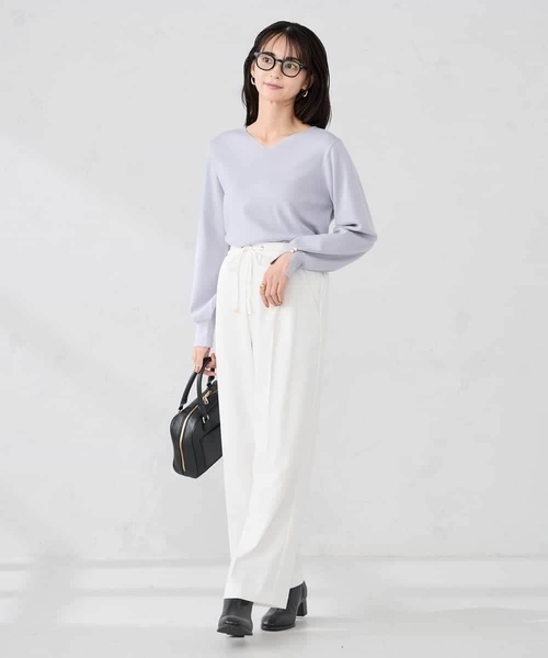 a.v.v（アーヴェヴェ）の「【WEB限定】裏起毛ウエストハトメドロストワイドパンツ（その他パンツ・レディース・チャコールグレー/ホワイト/ライトグレー/ネイビー・36/38/42/40）」の16枚目の写真