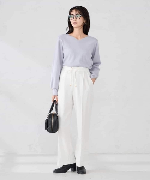 a.v.v（アーヴェヴェ）の「【WEB限定】裏起毛ウエストハトメドロストワイドパンツ（その他パンツ・レディース・チャコールグレー/ホワイト/ライトグレー/ネイビー・36/38/42/40）」の17枚目の写真