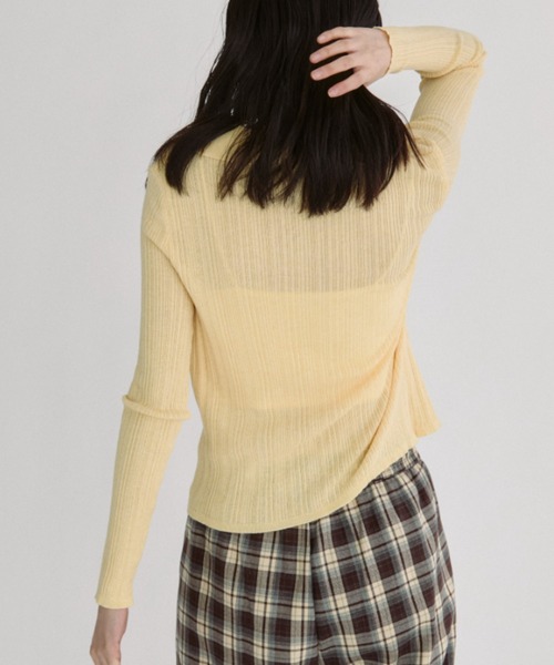 duei（デュイ）の「スキッパーリブシアーニットカーディガン（カーディガン/ボレロ・レディース・ホワイト/イエロー/ネイビー・FREE）」の11枚目の写真