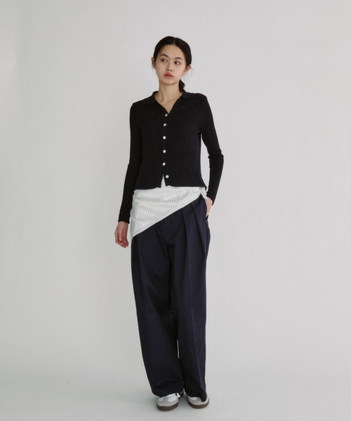 duei（デュイ）の「スキッパーリブシアーニットカーディガン（カーディガン/ボレロ・レディース・ホワイト/イエロー/ネイビー・FREE）」の6枚目の写真