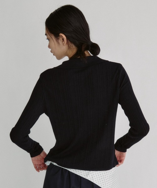 duei（デュイ）の「スキッパーリブシアーニットカーディガン（カーディガン/ボレロ・レディース・ホワイト/イエロー/ネイビー・FREE）」の4枚目の写真