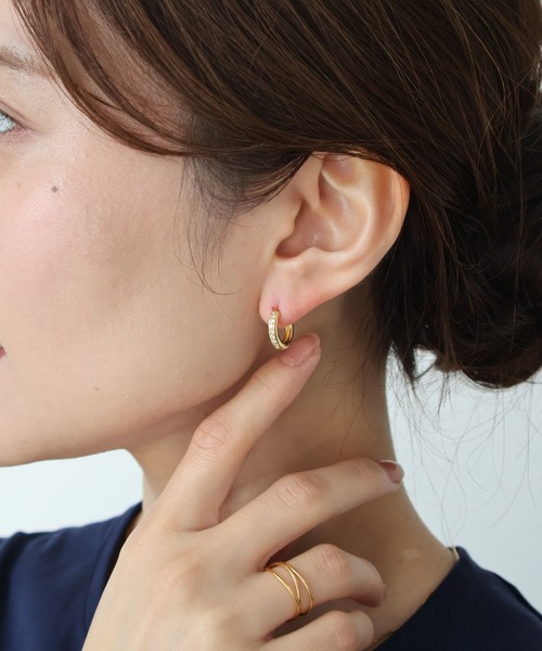 Rennet(レネット)の「ストーンフープピアス(ピアス(両耳用)・レディース・ピンクゴールド/ゴールド/シルバー・X-SMALL/LARGE/MEDIUM/SMALL/XX-LARGE/X-LARGE/XX-SMALL)」の10枚目の写真
