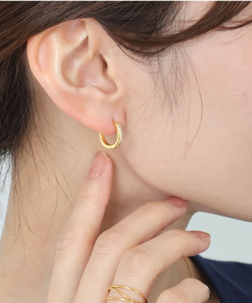 Rennet(レネット)の「ストーンフープピアス(ピアス(両耳用)・レディース・ピンクゴールド/ゴールド/シルバー・X-SMALL/LARGE/MEDIUM/SMALL/XX-LARGE/X-LARGE/XX-SMALL)」の11枚目の写真