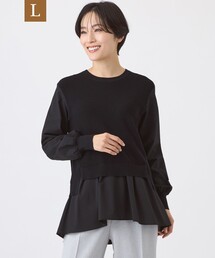 【L】【ウォッシャブル】シャツコンビニットプルオーバー