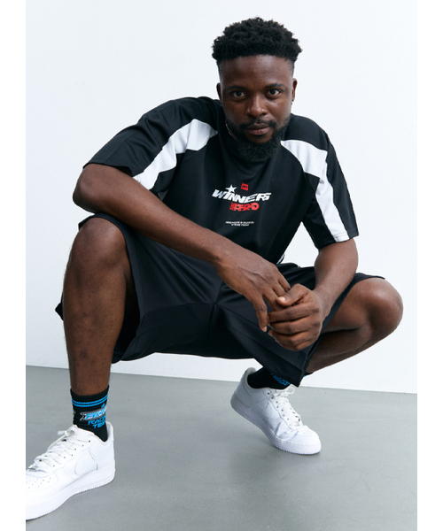 AIRIT(アイリット)の「カラー ブロック ジャージ Tシャツ AM1206 BK(Tシャツ/カットソー・メンズ・ブラック・FREE)」の2枚目の写真