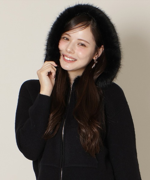 WILLSELECTION(ウィルセレクション)の「フードファーニットパーカー(パーカー・レディース・オフホワイト/ブラック/モカ/グレー・FREE)」の2枚目の写真